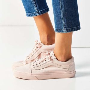 Pink mono canvas old skool vans.